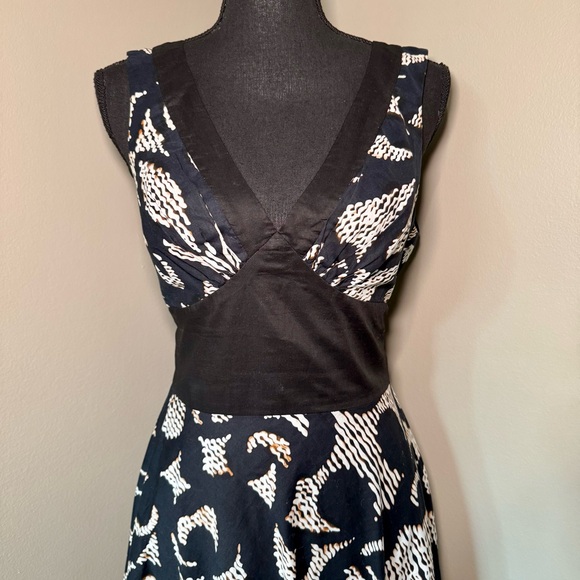 Women’s OC‎ by Oleg Cassini Midi Length Dress-Black Print Size 8 - Picture 1 of 6